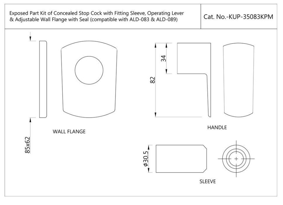 Exposed Part Kit of Concealed Stop Cock & Flush Cock - Chrome (KUP-CHR-35083KPM)